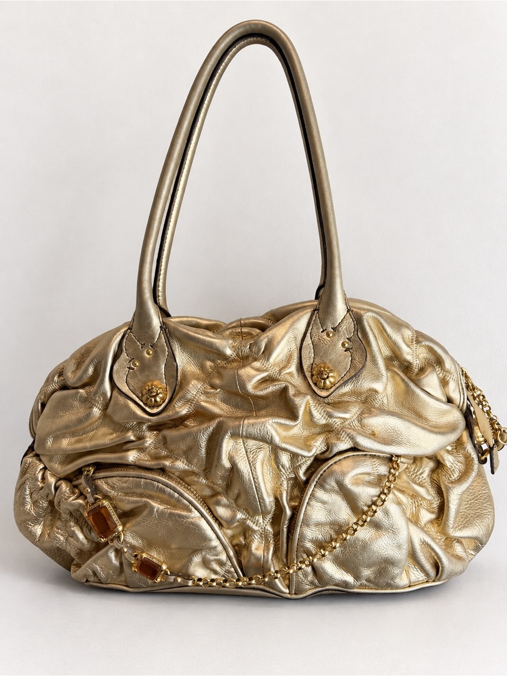 Gold Metallic Tote Handbag - Elegant Women’s Shoulder Bag